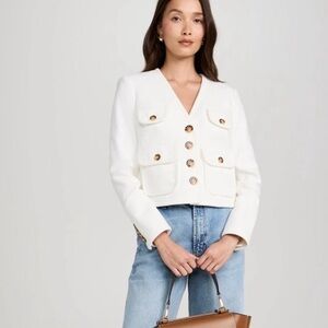 Veronica Beard Isola V-Neck Off White Jacket NWT